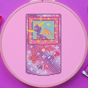 Galaxy Game Boy Cross Stitch Pattern, Dragon Cross Stitch, Gaming Cross Stitch, Game Cross Stitch, Anime Cross Stitch, Counted. PDF, DMC