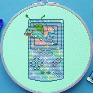 Bulbasaur Game Boy Cross Stitch Pattern, Console Cross Stitch, Galaxy Cross Stitch, Game Cross Stitch, Anime Cross Stitch, Counted. PDF, DMC