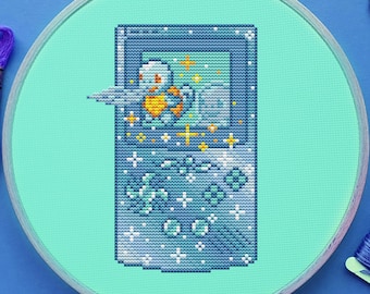Squirtle Game Boy Cross Stitch Pattern, Kawaii Cross Stitch, Galaxy Cross Stitch, Game Cross Stitch, Anime Cross Stitch, Counted. PDF, DMC