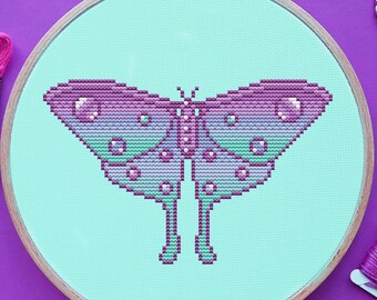 Moth Cross Stitch Pattern, Witchy, Pastel, Gothic, (PDF)