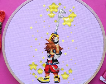 Kingdom Hearts Cross Stitch Pattern, Sora Cross Stitch, Game Cross Stitch, Anime Cross Stitch, Kawaii, Counted Cross Stitch, Kreuzstich,