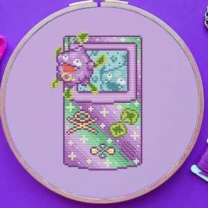 Patrón de punto de cruz para Game Boy de Koffing, punto de cruz para consola, punto de cruz para galaxia, punto de cruz para juegos, punto de cruz para anime, contado. PDF