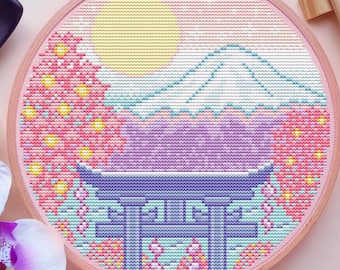 日本のクロスステッチ図案、風景クロスステッチ、モダンクロスステッチ