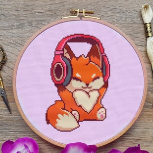 Fox Cross Stitch Pattern, Kawaii Cross Stitch, Cute Cross Stitch, Funny Cross Stitch, Anime Cross Stitch, Counted Cross Stitch, Kreuzstich