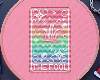 Tarot Cross Stitch Pattern, The Fool, Pastel, (PDF)