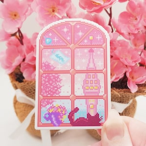 Pastel Window Sticker, Japan Sticker, Tokyo Sticker, Cat Sticker, Japanese Sticker, Pixel Sticker, Cute Sticker, Kawaii Sticker, Window