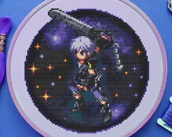 Kingdom Hearts Cross Stitch Pattern, Riku Cross Stitch, Game Cross Stitch, Anime Cross Stitch, Galaxy Cross Stitch, Counted Cross Stitch