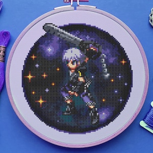 Modèle de point de croix Kingdom Hearts, point de croix Riku, jeu de point de croix, point de croix anime, point de croix galaxie, point de croix compté