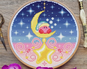 Kirby Cross Stitch Pattern, Pastel, Pixel, Game, (PDF)
