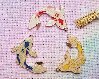 Japan Enamel Needle Minder Set, Koi, Cross Stitch, Kawaii