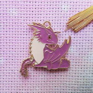 Dragon Needle Minder, Enamel Needle Minder, Cross Stitch, Embroidery, Needle Magnet, Cute Needle Minder, Kawaii Needle Minder, Anime