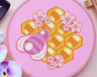 Bee Cross Stitch Pattern, Honeycomb Cross Stitch, Pastel Cross Stitch, Japan Cross Stitch, Pixel Cross Stitch, Cute Cross Stitch, Kawaii