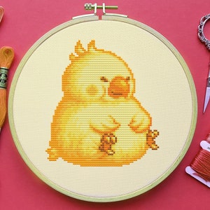 Fat Chocobo Cross Stitch Pattern, Final Fantasy Cross Stitch, Game Cross Stitch, Gaming Cross Stitch, Anime Cross Stitch, Counted, DMC, PDF