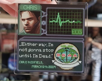 Resident Evil 5 Keychain, Chris Redfield Keychain, Pixel Art Keychain, Game Keychain, Gaming Keychain, Gift for Gamer, BSAA, Bag Charm