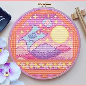 Japanese Lanscape Cross Stitch Pattern, Japan Cross Stitch, Pastel Cross Stitch, Kawaii Cross Stitch, Anime Cross Stitch, Pixel Cross Stitch