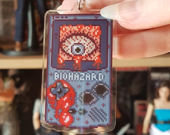 Chaveiro Resident Evil, Game Boy, Terror, Pixel Art, Acrílico