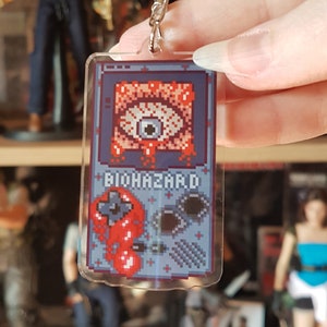 Resident Evil Schlüsselanhänger, Game Boy Schlüsselanhänger, Horror Schlüsselanhänger, Spiel Schlüsselanhänger, Gaming Schlüsselanhänger, Jill Valentine, Chris, Geschenk für Gamer, Taschenanhänger