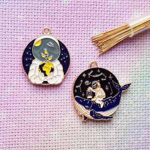 Galaxy Needle Minder Set, Whale Needle Minder, Enamel Needle Minder, Astronaut Needle Minder, Cross Stitch, Kreuzstich, Nadelmagnet, Cute