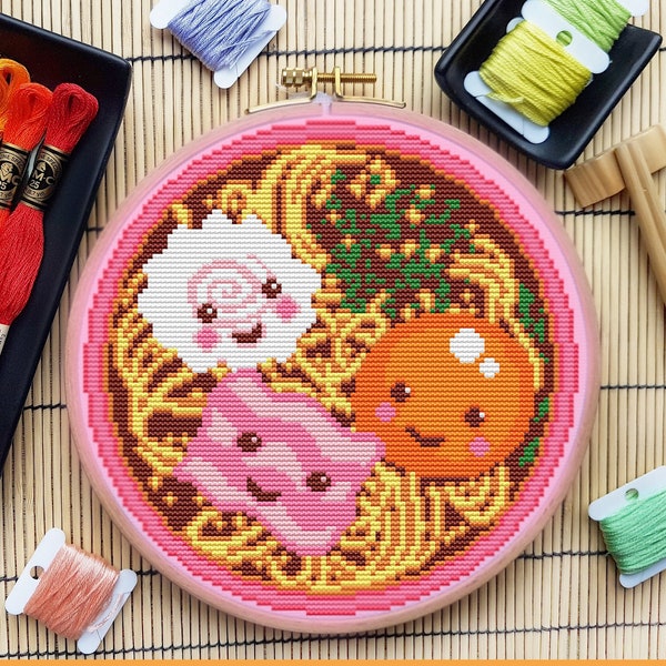 Ramen Cross Stitch Pattern, Japan Cross Stitch, Kawaii Cross Stitch, Food Cross Stitch, Anime Cross Stitch, Funny Cross Stitch, Counted, PDF