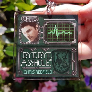 Chris Redfield Keychain, Resident Evil Keychain, Pixel Art Keychain, Funny Keychain, Game Keychain, Gaming Keychain, Acrylic, Bag Charm