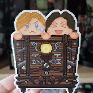 Sticker Leon Kennedy, Resident Evil, Luis Serra, schattig, kawaii, game, gaming, grappig, anime, vinyl, cadeau voor gamer