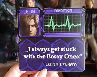 Sticker Resident Evil 6, sticker Leon Kennedy, pixelsticker, horrorsticker, gamesticker, gamingsticker, animesticker, grappige sticker