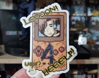Sticker Resident Evil 4, Leon Kennedy, Game Boy, retro, pixel, vinyl