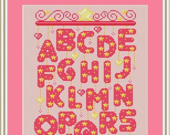 Alphabet Mobile Cross Stitch Pattern, Letter Cross Stitch, Font Cross Stitch, Anime Cross Stitch, ABC Cross Stitch, Counted Cross Stitch