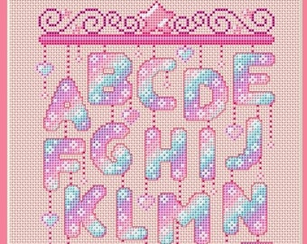 Alphabet Mobile Cross Stitch Pattern, Font Cross Stitch, Kawaii Cross Stitch, Anime Cross Stitch, ABC Cross Stitch, Counted Cross Stitch