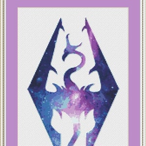 Skyrim Cross Stitch Pattern, Galaxy Cross Stitch, Dragon Cross Stitch, Game Cross Stitch, Anime Cross Stitch, Counted Cross Stitch, PDF, DMC