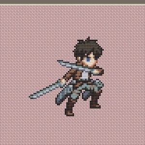 Anime Cross Stitch Pattern, Eren Cross Stitch Pattern, Pixel Cross Stitch, Japan, Cute Cross Stitch, Kawaii Cross Stitch, Counted, PDF, DMC image 2