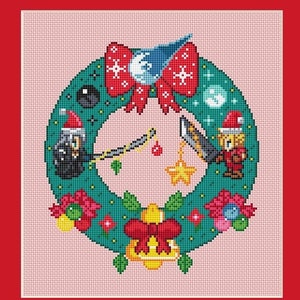 Final Fantasy Cross Stitch Pattern, Wreath Cross Stitch, Christmas Cross Stitch, Game Cross Stitch, Anime Cross Stitch, Cloud, Sephiroth