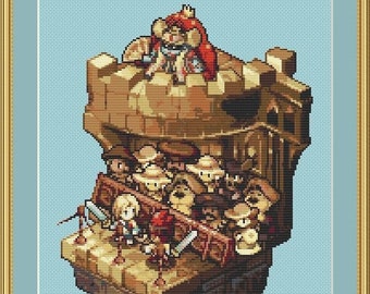 Final Fantasy 9 Diorama Cross Stitch Pattern, Zidane Cross Stitch, Game Cross Stitch, Cute Cross Stitch, Anime Cross Stitch, Counted, PDF