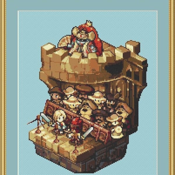 Final Fantasy 9 Diorama Cross Stitch Pattern, Zidane Cross Stitch, Game Cross Stitch, Cute Cross Stitch, Anime Cross Stitch, Counted, PDF