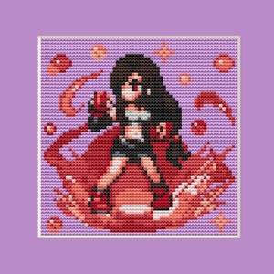 Final Fantasy Cross Stitch Pattern, Tifa Cross Stitch, Game Cross Stitch, Anime Cross Stitch, Kreuzstich, Counted Cross Stitch, Cute, DMC