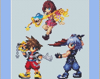 Kingdom Hearts Cross Stitch Pattern Set, Sora, Gaming, Anime, (PDF)