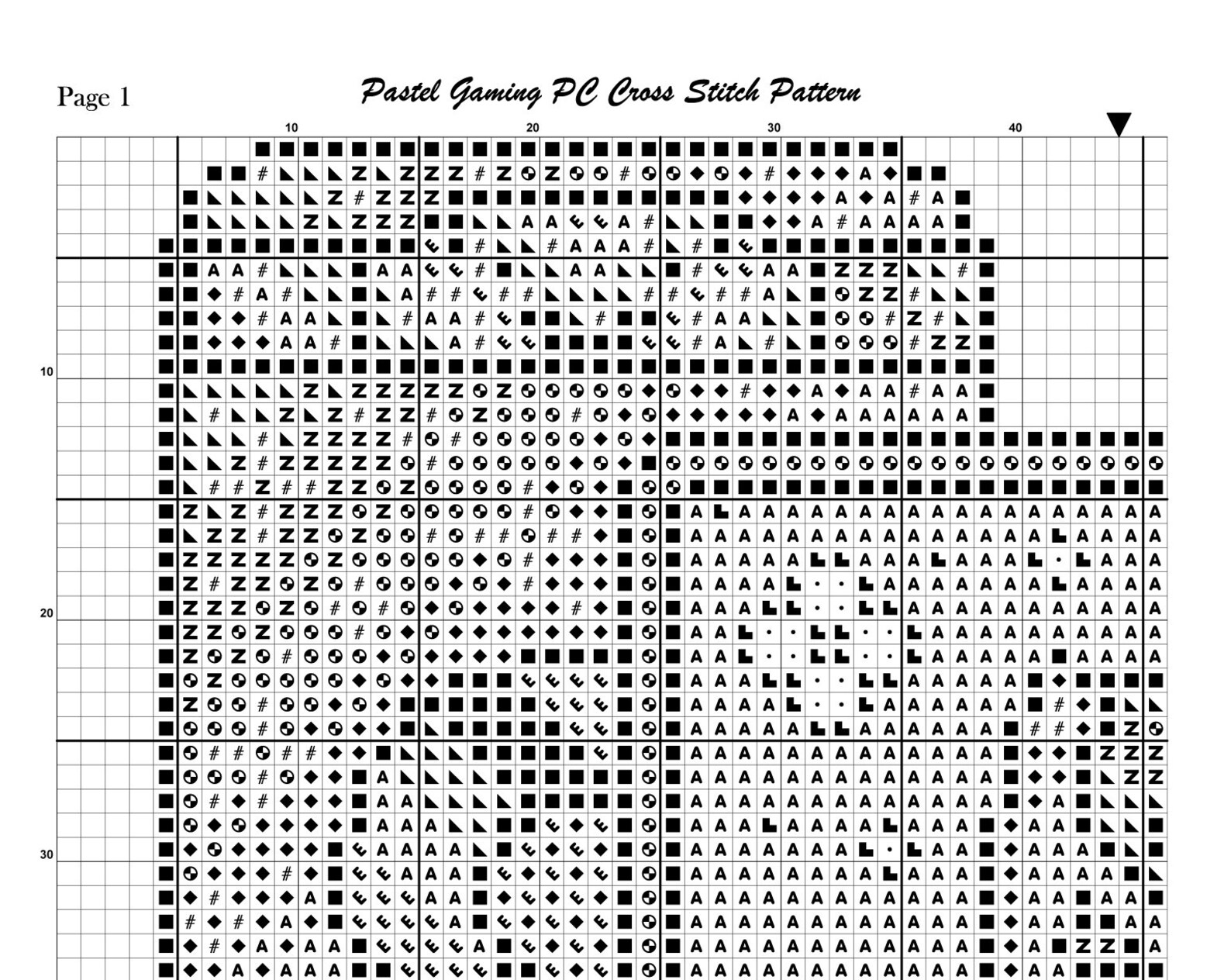 Pastel PC Cross Stitch Pattern, Galaxy Cross Stitch, Gaming Cross ...