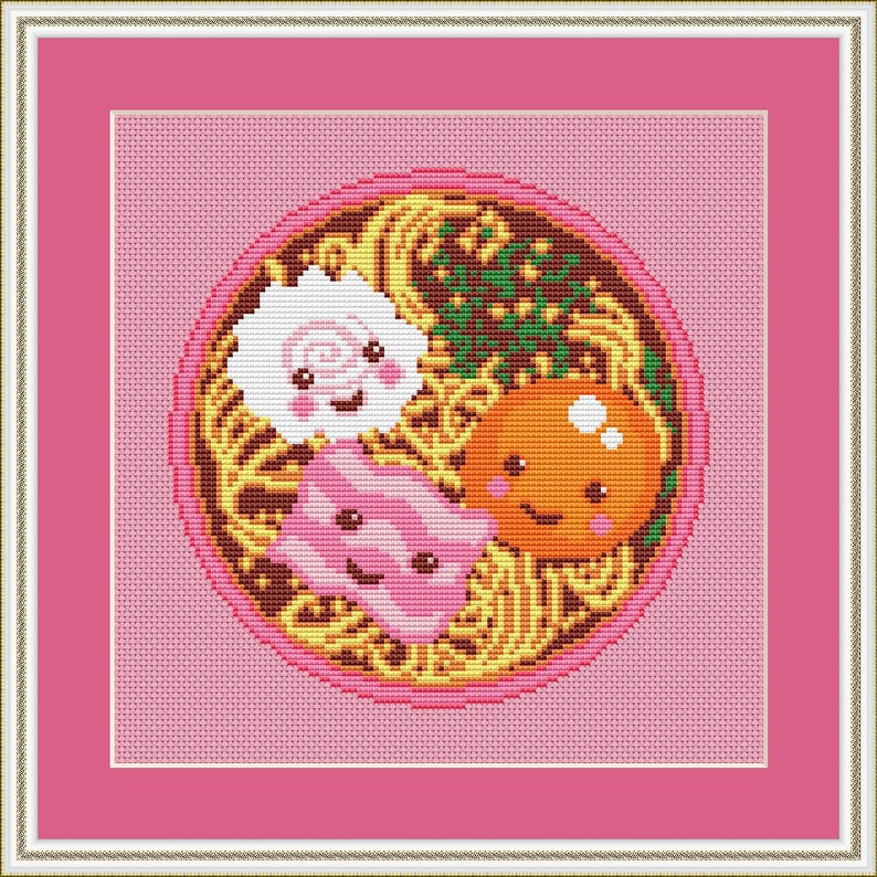 Ramen Cross Stitch Pattern, Japan Cross Stitch, Kawaii Cross Stitch, Food Cross Stitch, Anime Cross Stitch, Funny Cross Stitch, Counted, PDF image 2