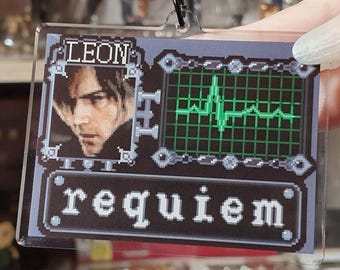 Resident Evil Requiem Keychain, Leon Kennedy, Acrylic, Gaming, Bag