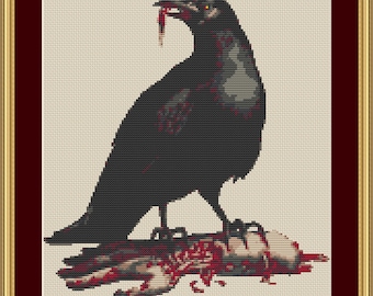 Crow Cross Stitch Pattern, Horror, Witchy, (PDF)