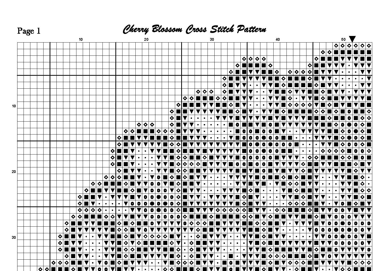 Cherry Blossom Cross Stitch Pattern, Japan, Pastel, Pixel, (PDF
