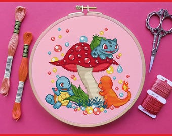 At Mt Moon Cross Stitch Pattern, Gaming, Japan, Retro,  Pixel, (PDF)