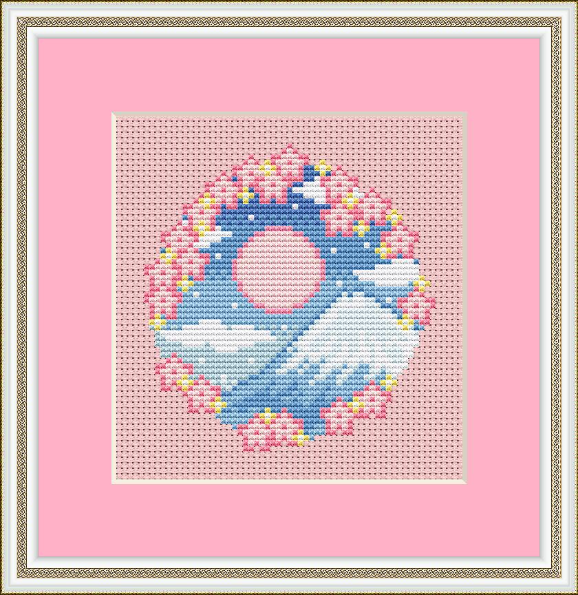 富士山クロスステッチパターン、日本、パステル、ピクセル、（PDF