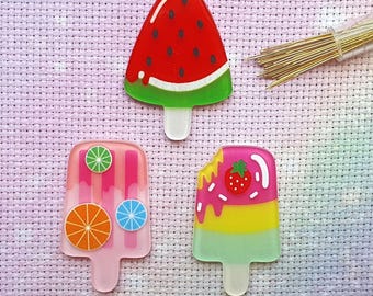 Ice Cream Resin Needle Minder Set,  Summer, Cross Stitch, Magnet