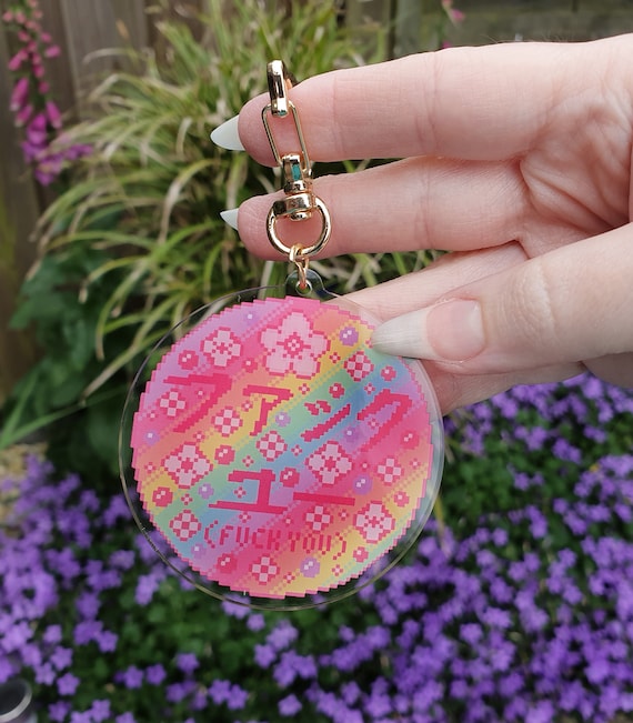 Pixel Art Acrylic Keychain: Snarky Rainbow Japan Key Chain - Etsy