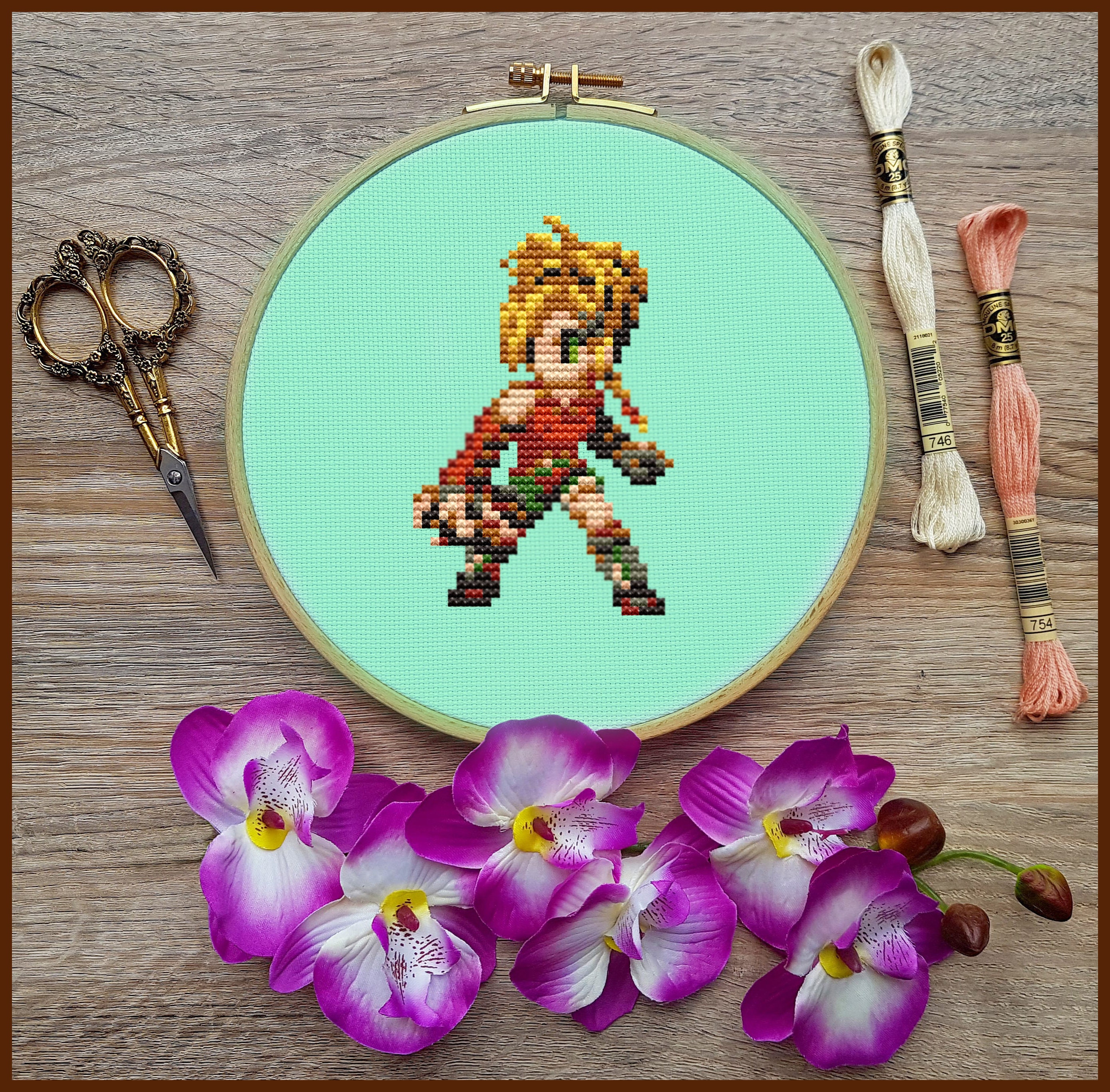 Final Fantasy Cross Stitch Pattern, Rikku Cross Stitch, Game Final Fantasy Cross Stitch Pattern, Rikku Cross Stitch, Game