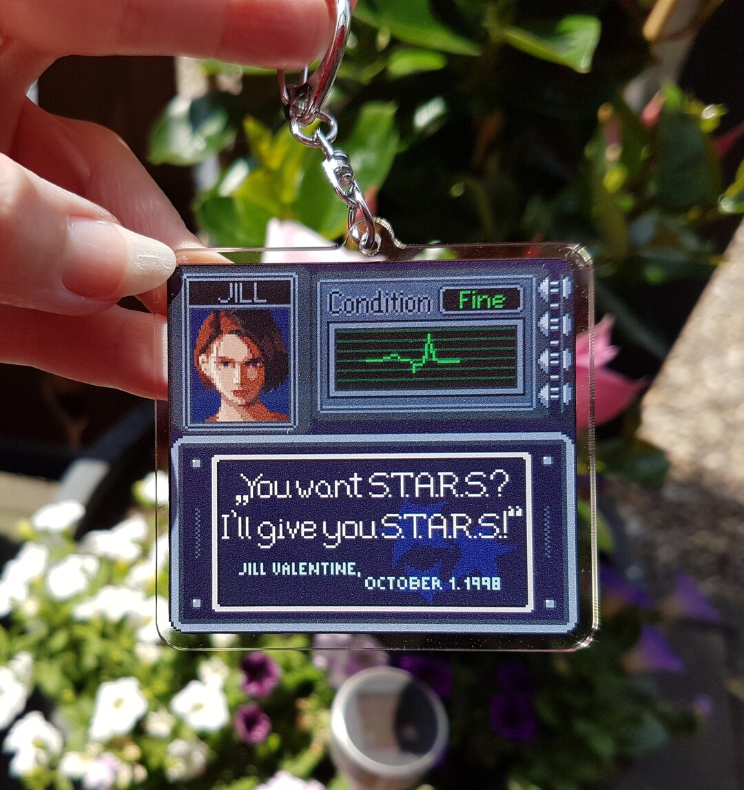 Resident Evil Keychain, Jill Valentine Keychain, Pixel Art