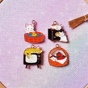 Katzen Nadelhalter Set, Emaille Nadel minder, Niedliches Nadelset, Kawaii Nadelhalter, Lustige Nadelhalter, Kreuzstich, Stickerei. Magnet