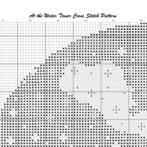 Peut inclure: Mod&egrave;le de point de croix noir et blanc pour un ch&acirc;teau d'eau. Le motif est sur une grille avec des num&eacute;ros en haut et sur le c&ocirc;t&eacute;. Le motif est destin&eacute; &agrave; un projet de point de croix.