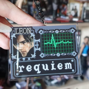Resident Evil Requiem Keychain, Leon Kennedy, Acrylic, Gaming, Bag Charm image 5